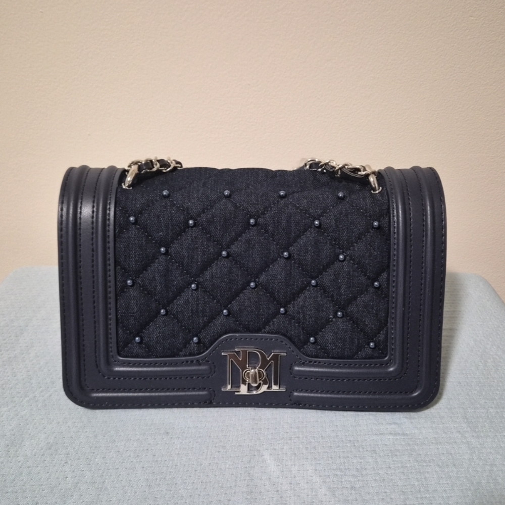 Badgley Mischka Denim Quilted Shoulder Bag